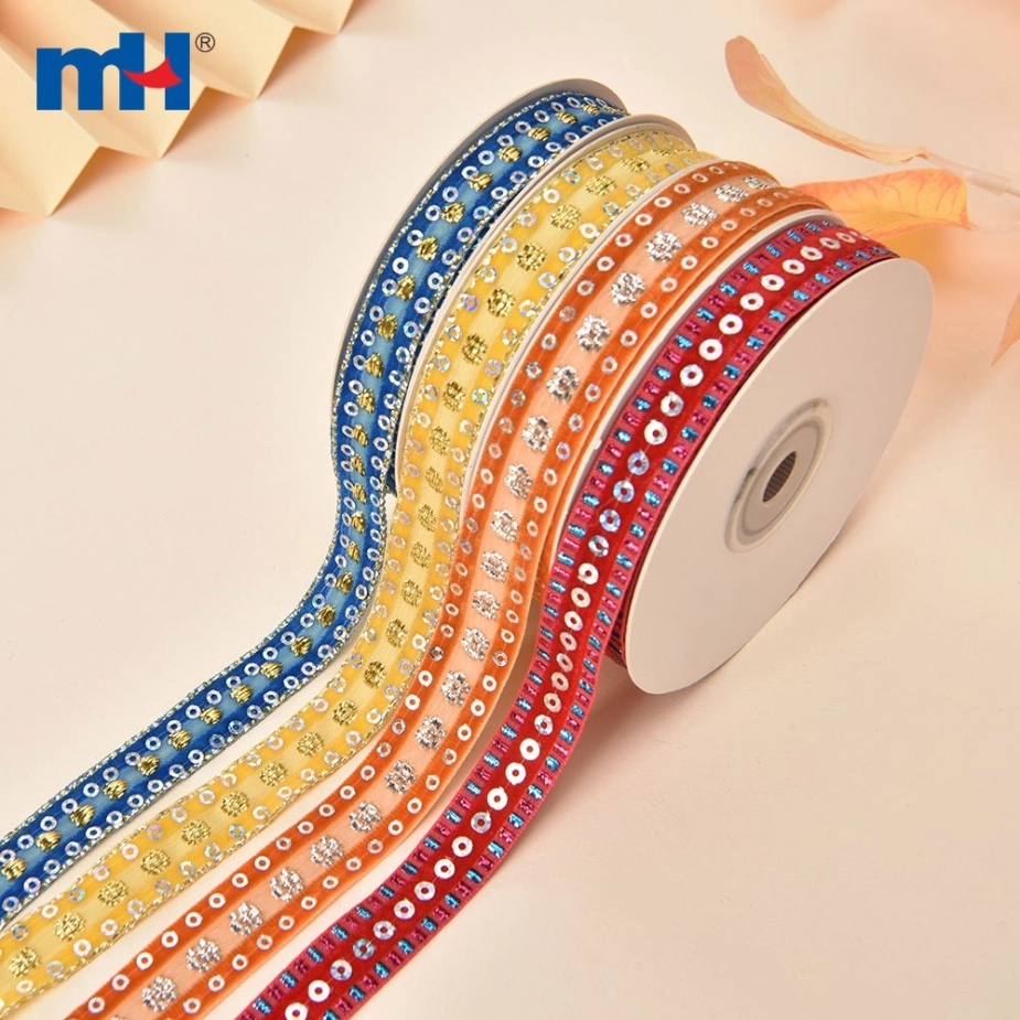 Velvet Ribbon with Sequins