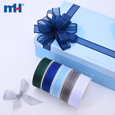 25mm Wide Striped Organza Ribbon