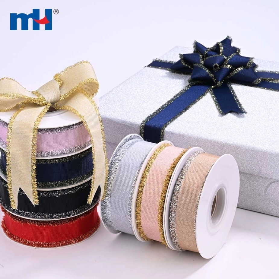 25mm Metallic Tinsel Edge Grosgrain Ribbon