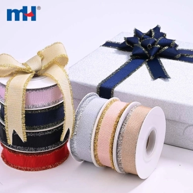 25mm Metallic Tinsel Edge Grosgrain Ribbon
