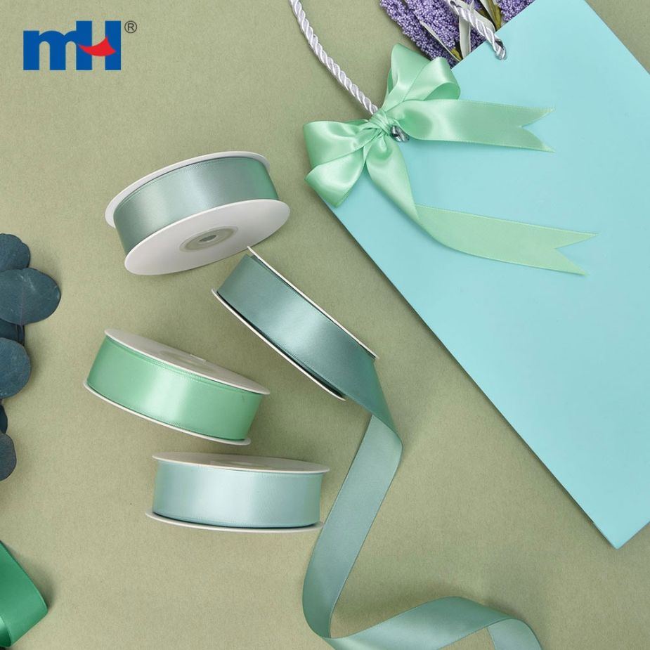 Polyester Single Face Satin Green Matt Ribbon