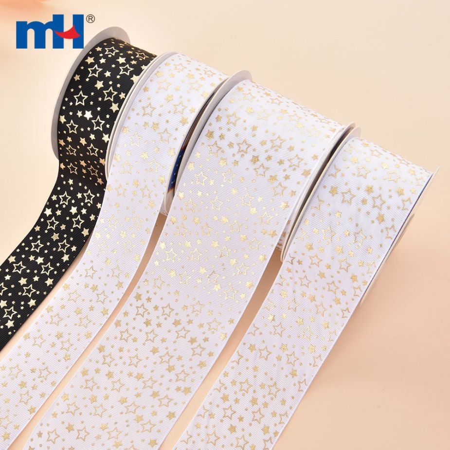 Five-Pointed Star Gold Stamping Ribbon
