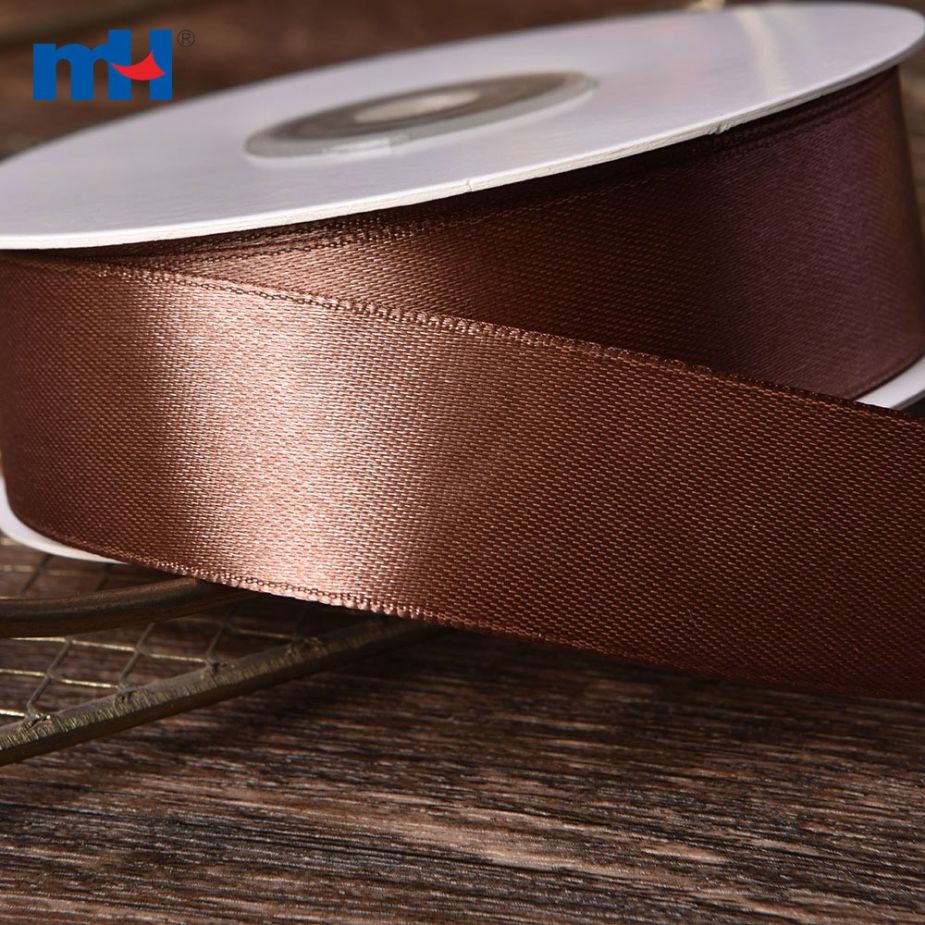 Polyester Double Face Satin Brown Shine Ribbon