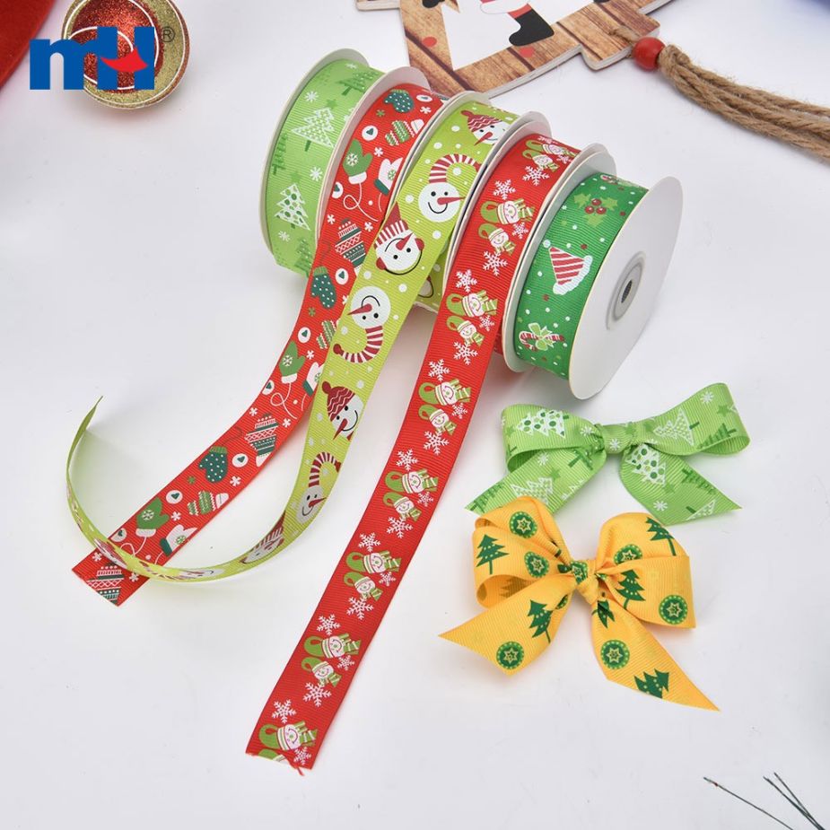 Christmas Pattern Silk Screen Printing Ribbon