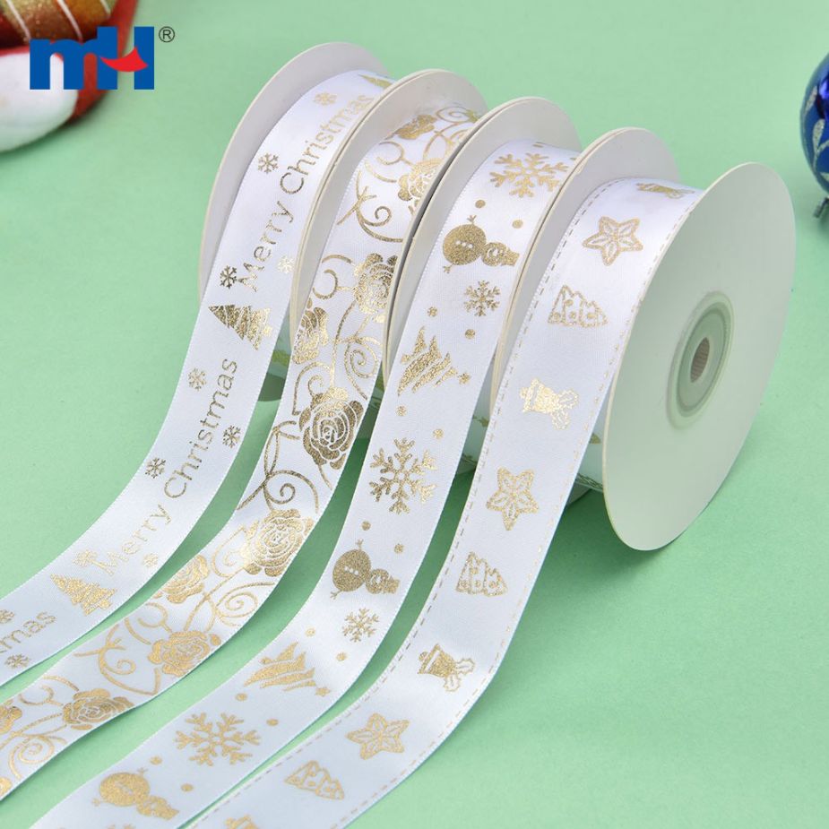 Flowers Gold Stamping Ribbon