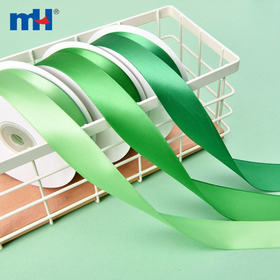 Polyester Single Face Satin Green Matt Ribbon