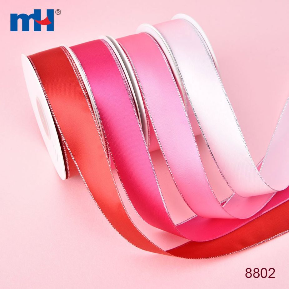 Silver Metallic-Edge Satin Ribbon