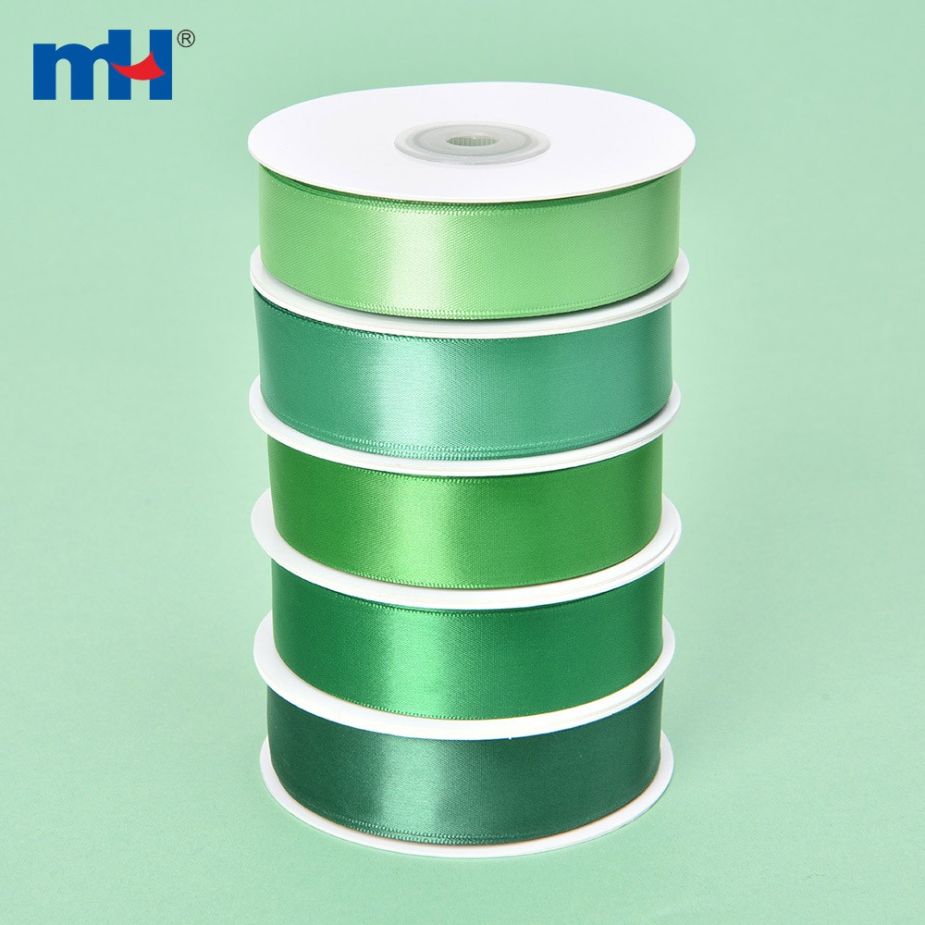 Polyester Single Face Satin Green Matt Ribbon