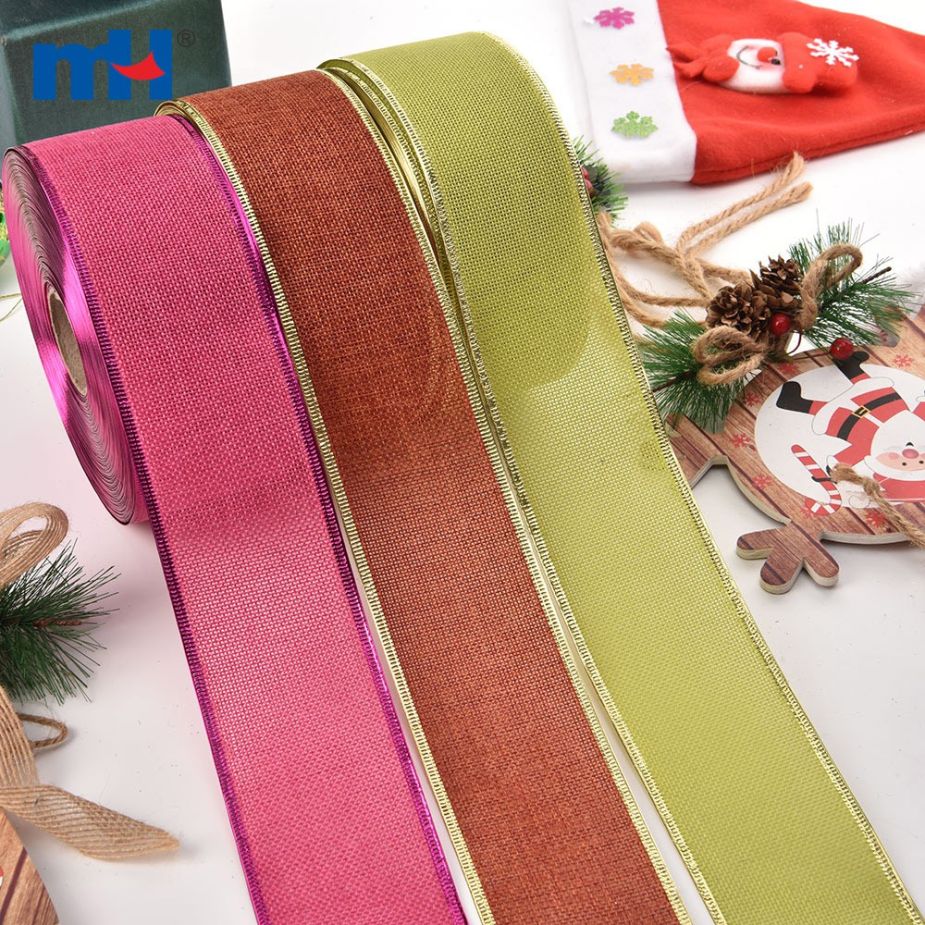 Pure Color Jute Hemp Linen Wired Edge